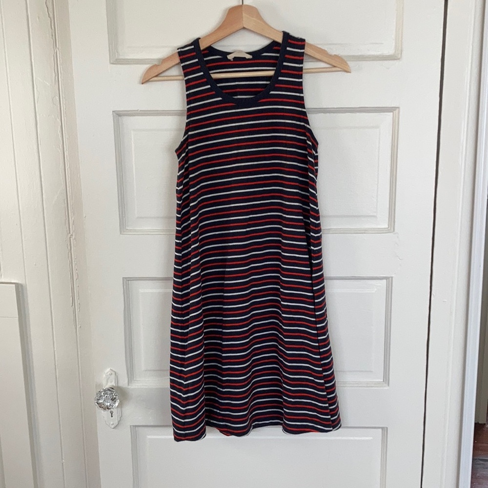 Madewell tank dress red white blue striped size xs